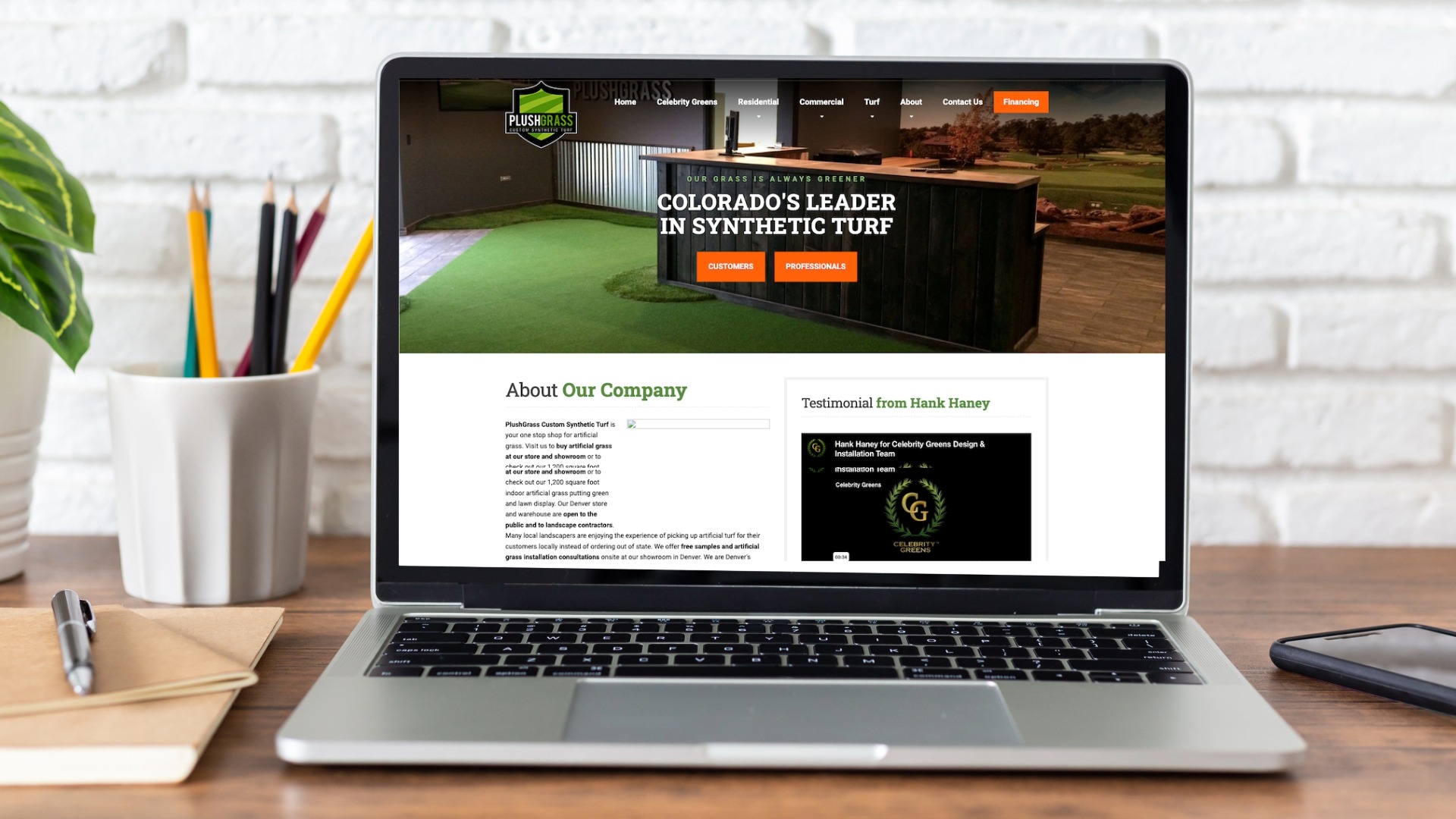 Landscapre Wwebsite Design PlushGrass Desktop Mockup