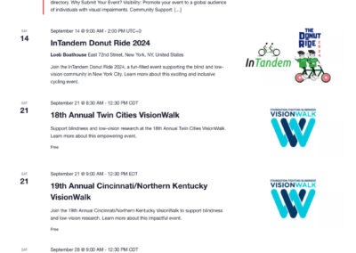 Nonprofit Website EyeSpy.org Serving the Blind and Low Vision Events Page
