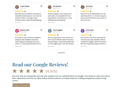 Outdoor Design Website for Amelia Outdoors Google Reviews Page