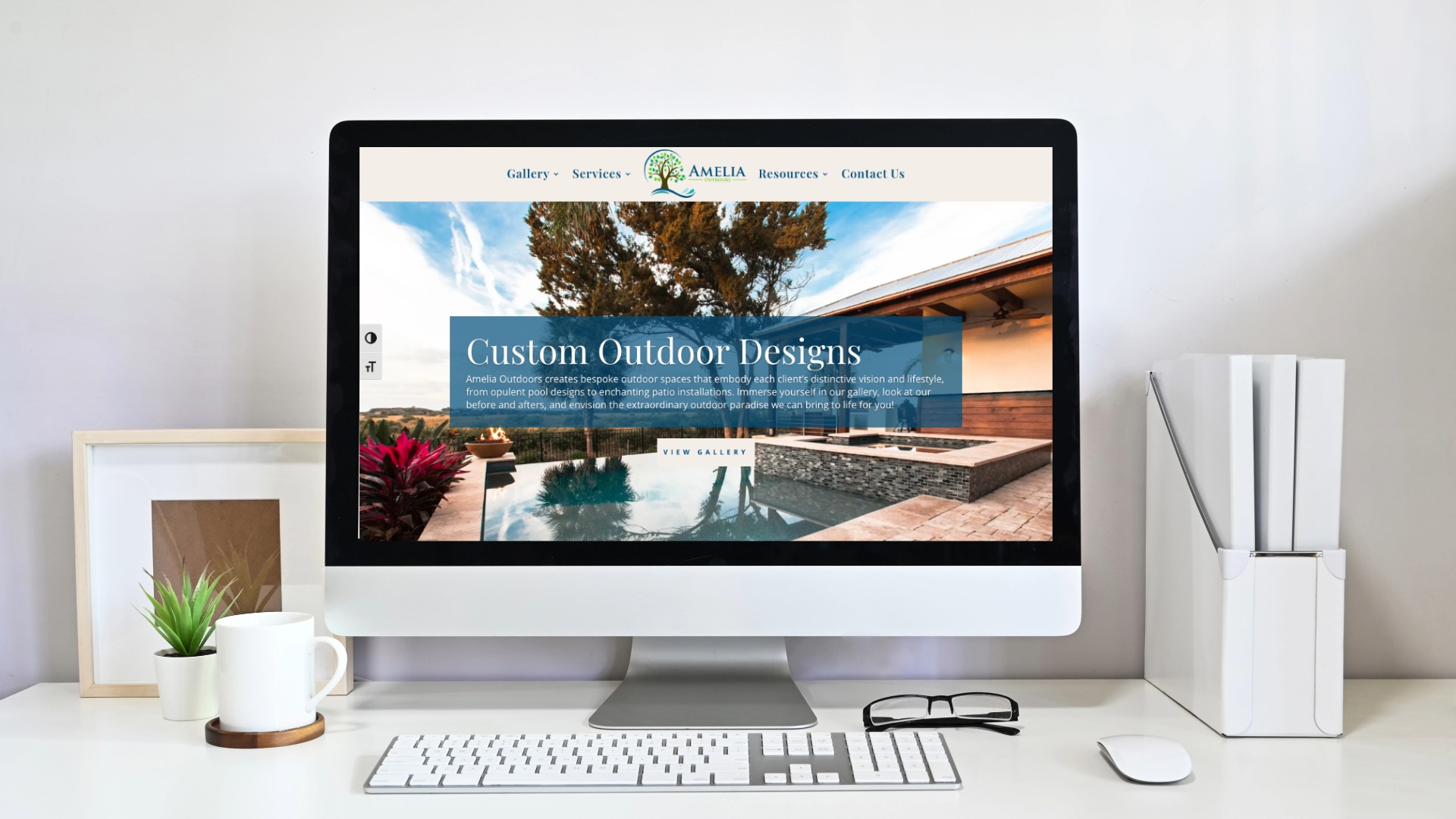 Outdoor Design Website for Amelia Outdoors Homepage Mockup
