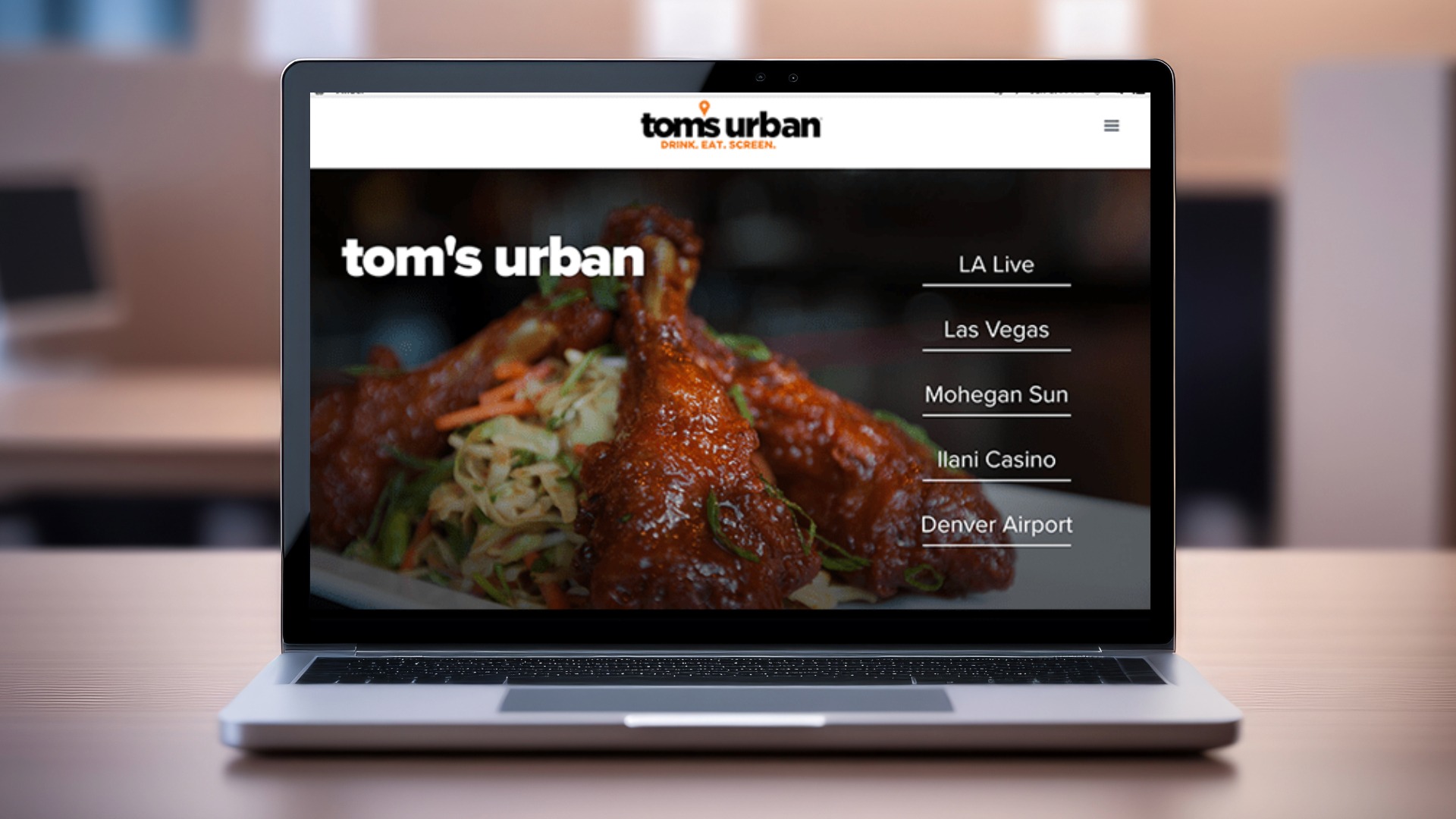 Tom's Urban Restaurant Website Design Mockup