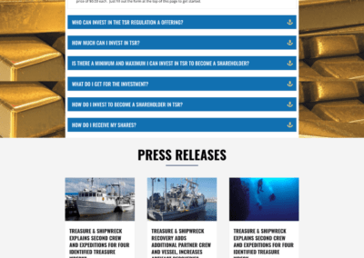 Treasure & Shipwreck Recovery Website Redesign Investor Page