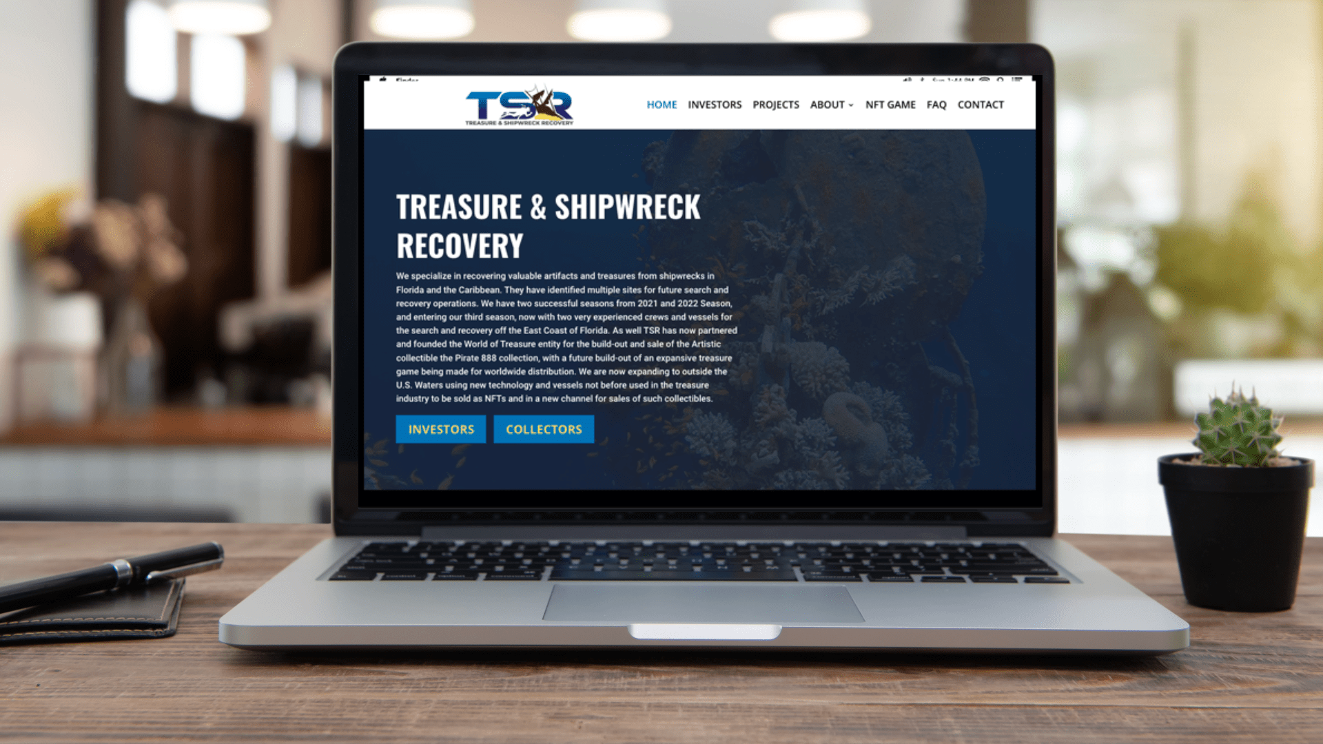 Treasure & Shipwreck Recovery Website Redesign Laptop Mockup
